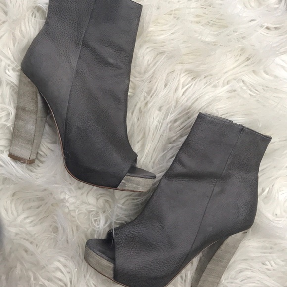 Allsaints grey peep toe leather booties Euro 39 - Picture 2 of 8